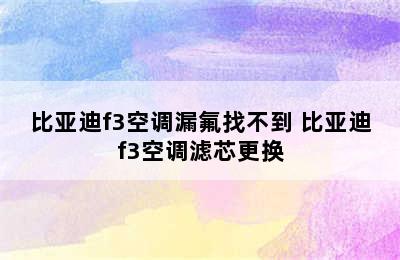 比亚迪f3空调漏氟找不到 比亚迪f3空调滤芯更换